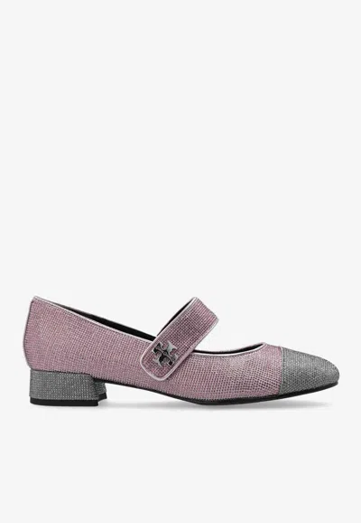 TORY BURCH CAP-TOE MAY JANE PAVÉ BALLET FLATS