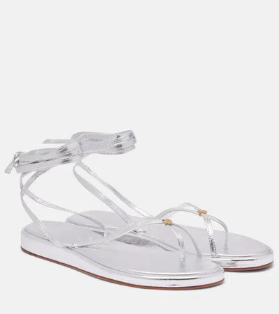 TORY BURCH CAPRI METALLIC LEATHER THONG SANDALS