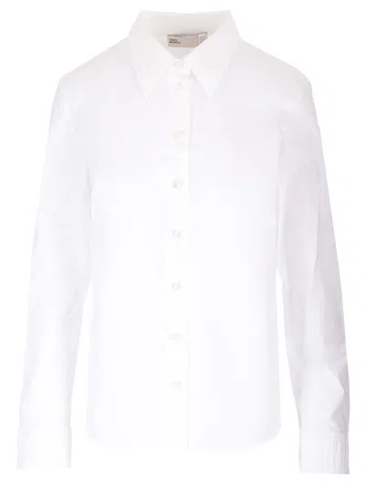TORY BURCH CRIMPED COLLAR SHIRT SHIRTS WHITE