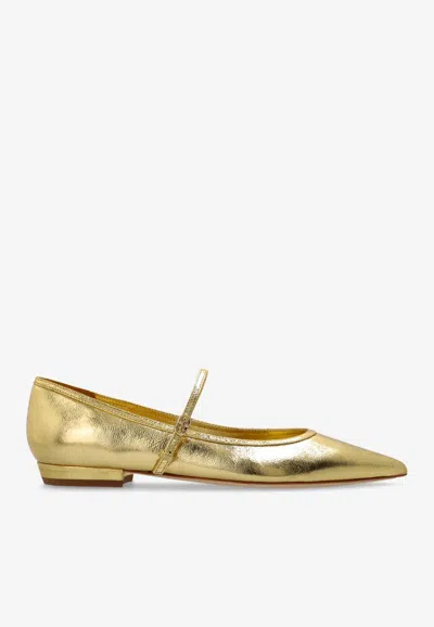 TORY BURCH DOUBLE T BUCKLE MARY JANE POINTED-TOE FLATS