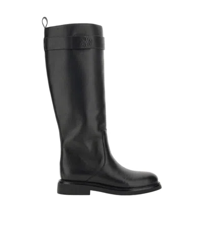 TORY BURCH TORY BURCH DOUBLE T ROUND-TOE KNEE-HIGH BOOTS