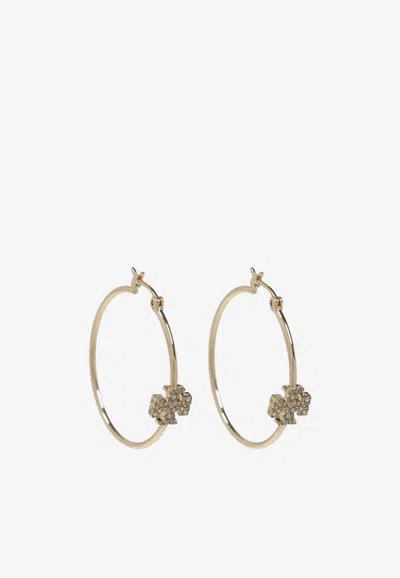 TORY BURCH ELEANOR PAVÉ LOGO HOOP EARRINGS