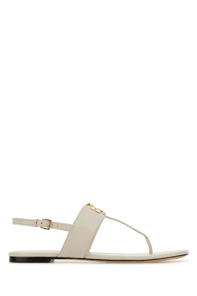 TORY BURCH TORY BURCH IVORY LEATHER ELEANOR THONG SANDALS