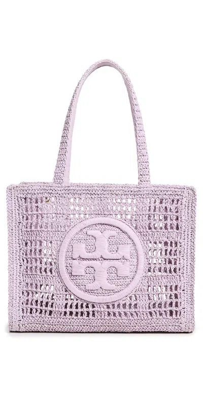 TORY BURCH ELLA HAND CROCHETED SMALL TOTE PALE PURPLE