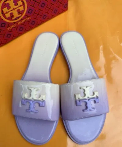 TORY BURCH TORY BURCH EVERLY SLIDE FLAT SOFT PATENT LEATHER LAVENDER OMBRÉ W LOGO SZ 7
