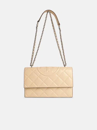 TORY BURCH 'FLEMING' CREAM LEATHER CROSSBODY BAG