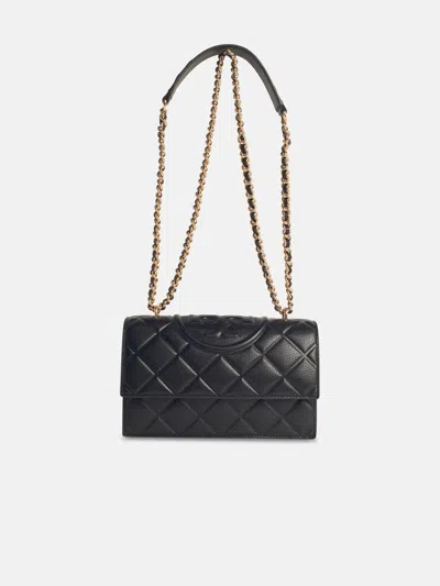 TORY BURCH 'FLEMING' SMALL BLACK LEATHER CROSSBODY BAG