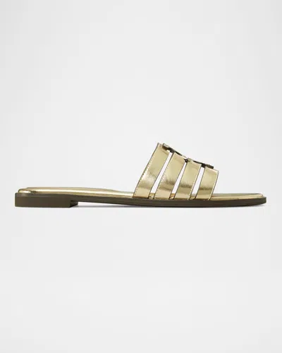 TORY BURCH INES CAGED METALLIC FLAT SLIDE SANDALS