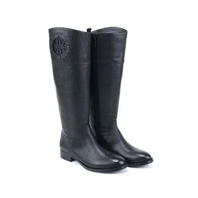 TORY BURCH TORY BURCH KIERNAN 35MM RIDING TUMBLED LEATHER BOOTS BLACK 6