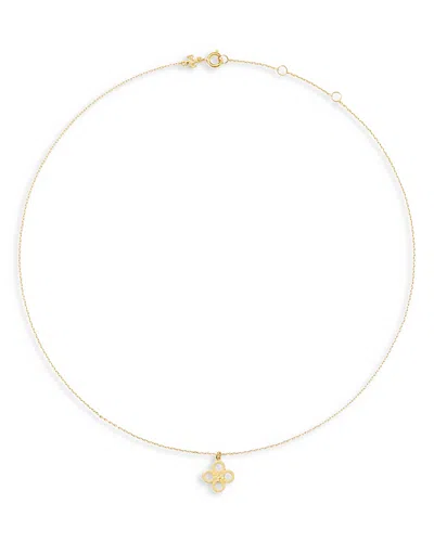 TORY BURCH KIRA CLOVER PENDANT NECKLACE, 15.8-16.5