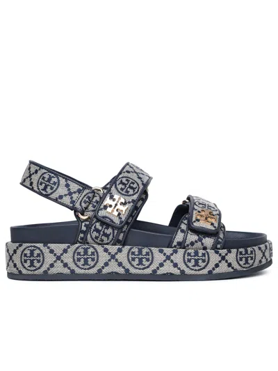 TORY BURCH KIRA SPORTY SANDALS IN NAVY COTTON BLEND