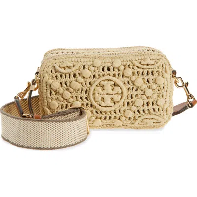TORY BURCH TORY BURCH MINI MILLER T MONOGRAM RAFFIA CROSSBODY BAG