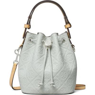 TORY BURCH TORY BURCH MINI T MONOGRAM PEBBLE LEATHER BUCKET BAG