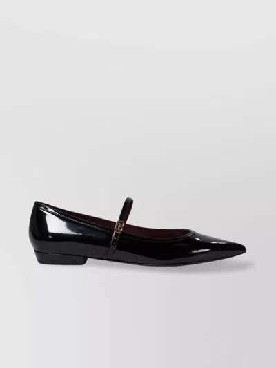 TORY BURCH POINTED TOE PATENT FINISH MARY JANE STRAP BALLERINAS