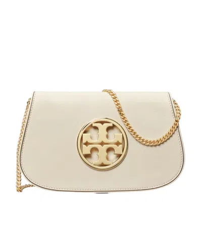 TORY BURCH TORY BURCH LOGO PLAQUE CHAIN-LINK CLUTCH BAG