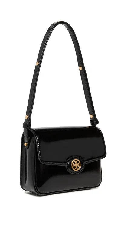 TORY BURCH ROBINSON SPAZZOLATO CONVERTIBLE SHOULDER BAG BLACK