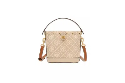 TORY BURCH TORY BURCH T MONOGRAM CONTRAST EMBOSSED BUCKET BAG LOGAN/NEW CREAM