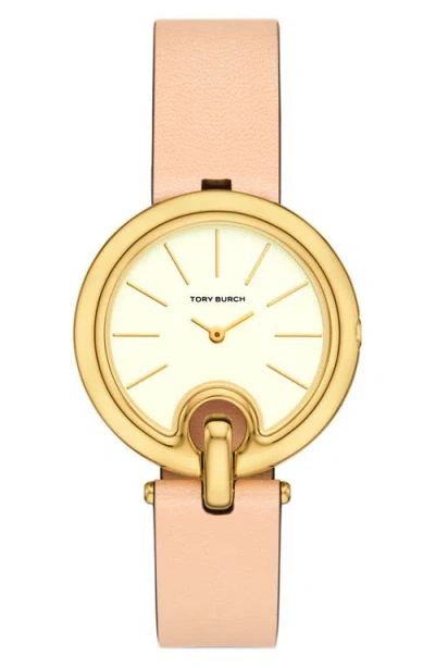 TORY BURCH TORY BURCH THE PIERCED LEATHER STRAP WATCH, 36MM