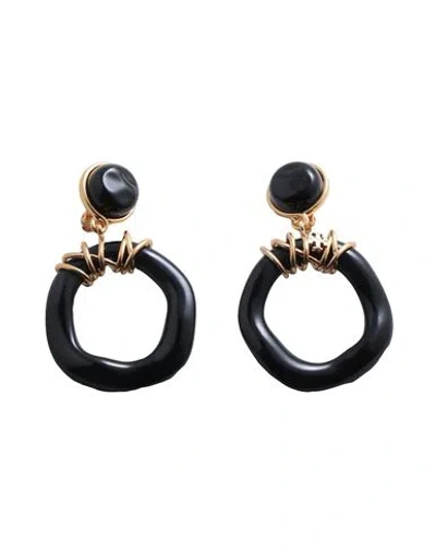 TORY BURCH TORY BURCH WOMAN EARRINGS BLACK SIZE - PLASTIC, BRASS