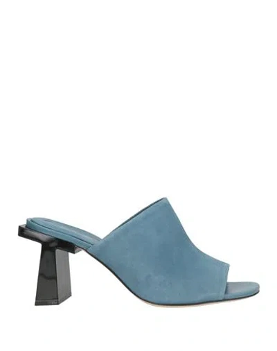 TORY BURCH TORY BURCH WOMAN SANDALS SLATE BLUE SIZE 7.5 LEATHER