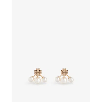 TORY BURCH WOMENS TORY GOLD / CREAM KIRA 18CT YELLOW GOLD-PLATED BRASS AND PEARL EARRINGS