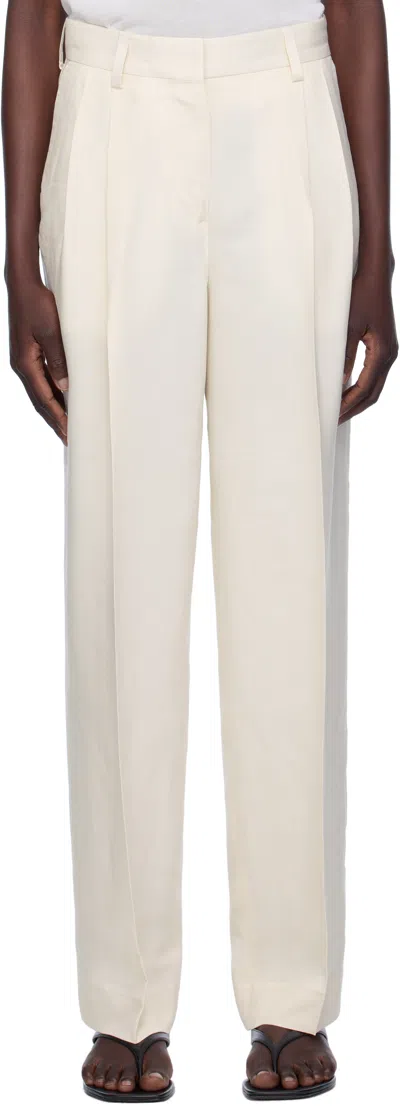 TOTÊME BEIGE DOUBLE-PLEAT FLUID TROUSERS