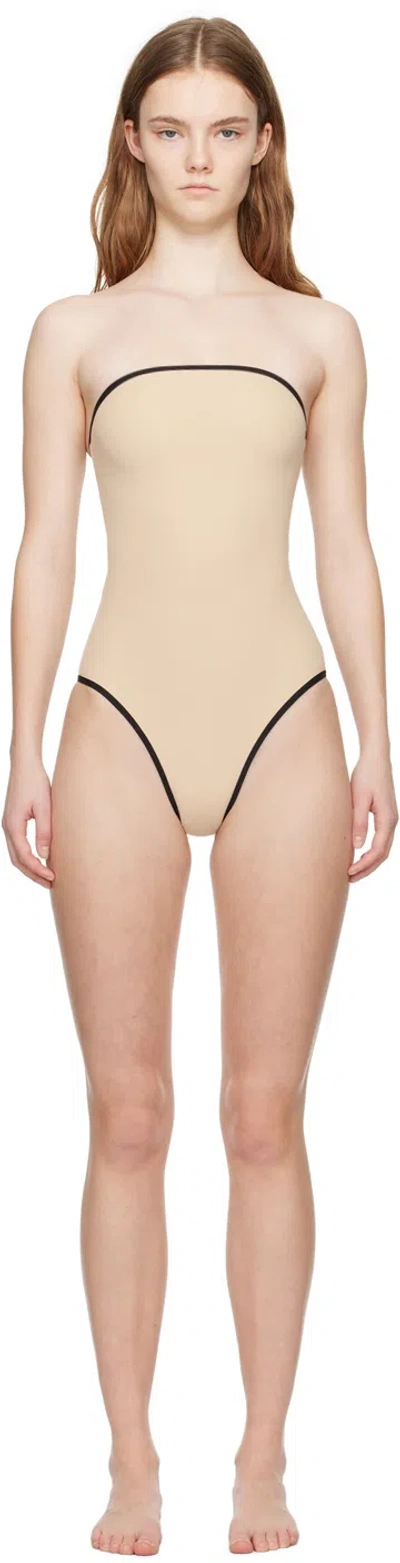 TOTÊME BEIGE STRIPE EDGE SWIMSUIT