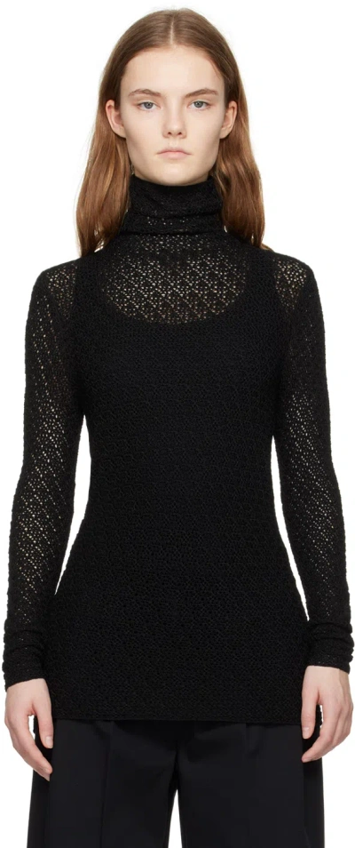 TOTÊME BLACK SEMI-SHEER TURTLENECK