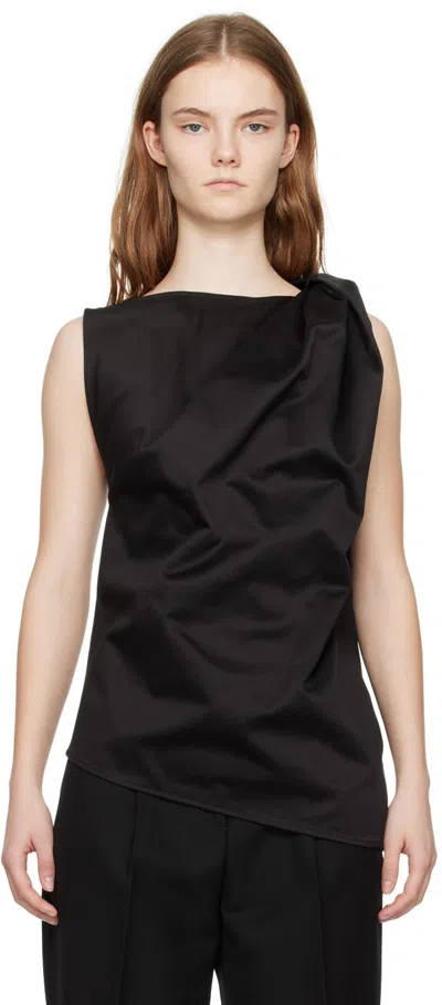 TOTÊME BLACK SHOULDER-TWIST BLOUSE