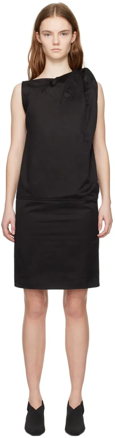 TOTÊME BLACK SHOULDER-TWIST MIDI DRESS