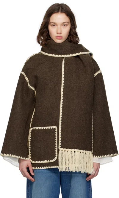 TOTÊME BROWN EMBROIDERED SCARF JACKET