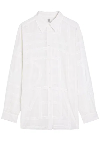 TOTÊME TOTEME LOGO SEMI-SHEER COTTON-BLEND PYJAMA SHIRT
