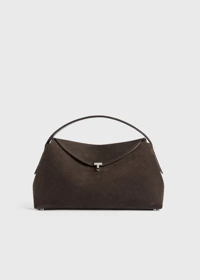 TOTÊME T-LOCK SUEDE TOP HANDLE BROWN