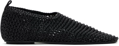 TOTÊME BLACK WOVEN LEATHER BALLERINA FLATS