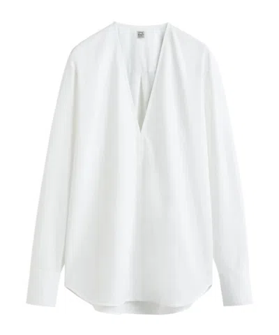 TOTÊME TOTÊME BOX-PLEAT DETAILED V-NECK BLOUSE