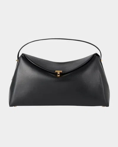 TOTÊME T LOCK FLAP LEATHER CLUTCH BAG