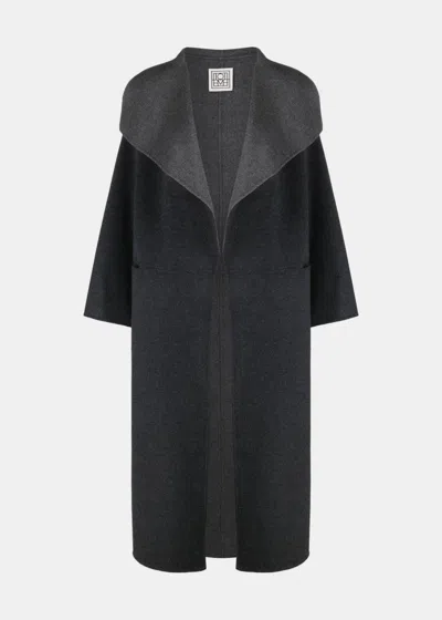 TOTÊME TOTEME DARK GREY TWO-TONE SIGNATURE WOOL COAT