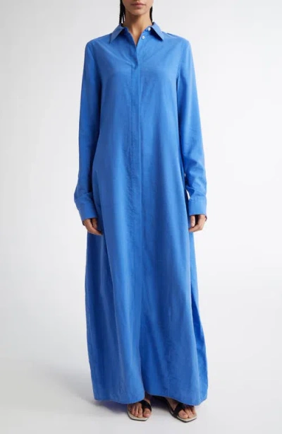 TOTÊME TOTEME PARACHUTE LONG SLEEVE SILK BLEND MAXI SHIRTDRESS