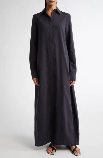 TOTÊME TOTEME PARACHUTE LONG SLEEVE SILK BLEND MAXI SHIRTDRESS