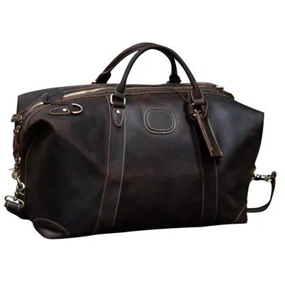 TOURI CLASSIC TRAVELLER LEATHER HOLDALL - DARK BROWN