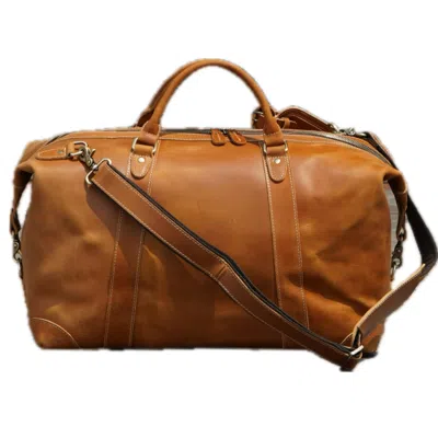 TOURI MEN'S CLASSIC TRAVELLER LEATHER HOLDALL - LIGHT BROWN