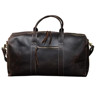 TOURI MEN'S GENUINE LEATHER DUFFEL TRAVEL BAG - VINTAGE BROWN