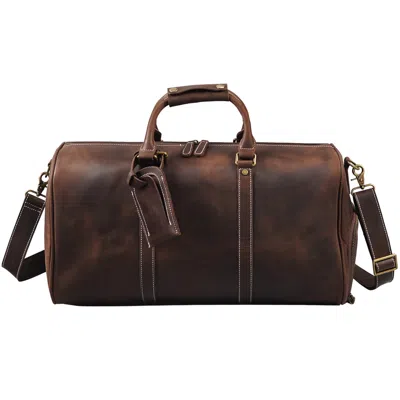 TOURI MEN'S LEATHER OVER-NIGHT WITH SHOE STORAGE - DARK BROWN