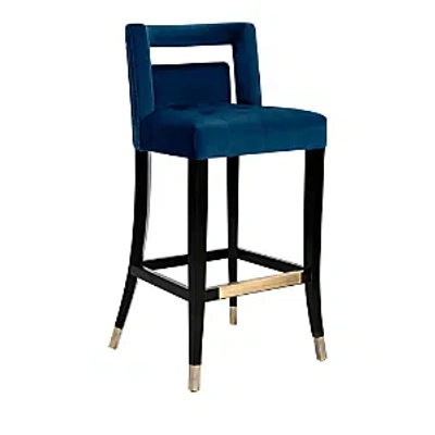TOV FURNITURE HART VELVET BAR STOOL IN NAVY