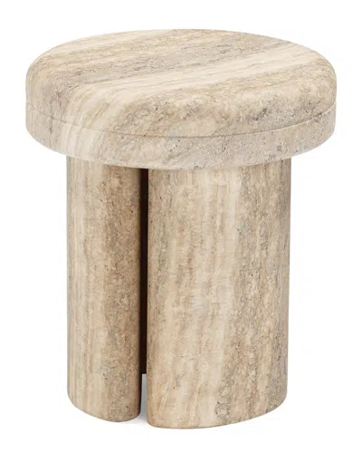 TOV FURNITURE TOV FURNITURE SHEILA TRAVERTINE TEXTURED CONCRETE SIDE TABLE