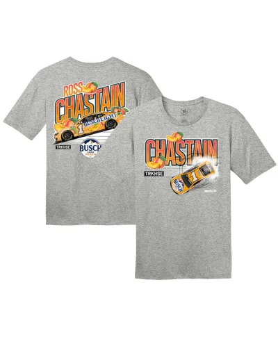 TRACKHOUSE RACING TEAM COLLECTION MEN'S STEEL HEATHER ROSS CHASTAIN BUSCH LIGHT PEACH T-SHIRT