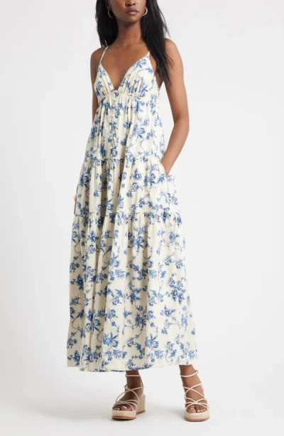 TREASURE & BOND TREASURE & BOND FLORAL TIERED COTTON MAXI SUNDRESS