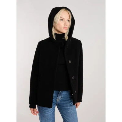 TRENCH & COAT MANTEAU COURT À CAPUCHE EN LAINE MÉLANGÉE