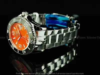 TRESOD TRESOD MEN SUPERLUME OCEAN MASTER AUTO ORANGE DIAL SAPPHIRE CRYSTAL SS WATCH