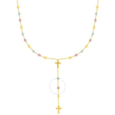 TRESORRA TRESORRA 14K YELLOW GOLD DROP CROSS ROSARY NECKLACE